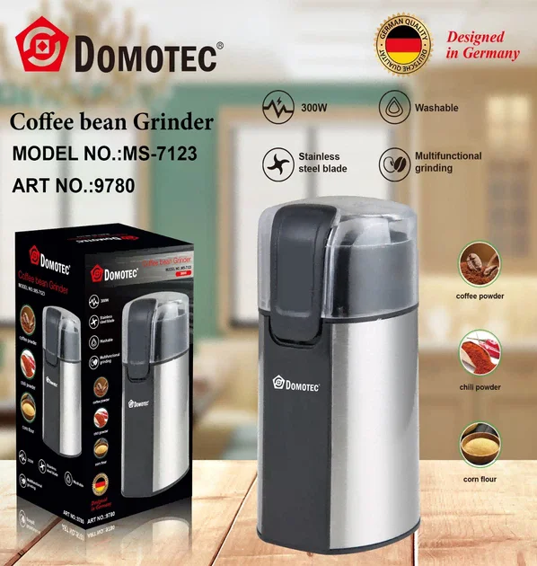 Кавомолка Domotec MS-7123 300 Вт • Електрична ножова кавомолка Domotec MS-7123 на 60 г з імпульсним режимом для кави та спецій