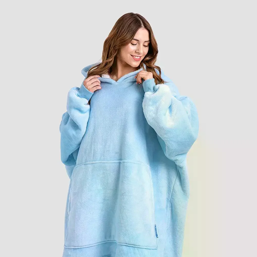Худі Huggle Hoodie M-118 блакитне • Толстовка з капюшоном Huggle Hoodie M-118 блакитного кольору ultra plush blanket hoodie плед-худі для дому відпочинку та комфортного використання