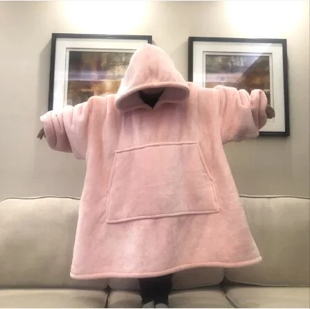 Худі Huggle Hoodie M-118 рожеве • Толстовка з капюшоном Huggle Hoodie M-118 рожевого кольору ultra plush blanket hoodie плед-худі для дому відпочинку та комфортного використання