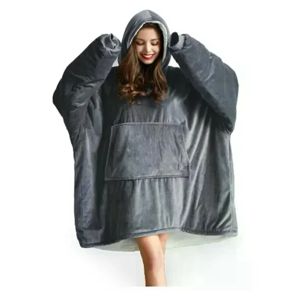 Худі Huggle Hoodie M-118 сірий • Толстовка з капюшоном Huggle Hoodie M-118 сірого кольору ultra plush blanket hoodie плед-худі для дому та відпочинку