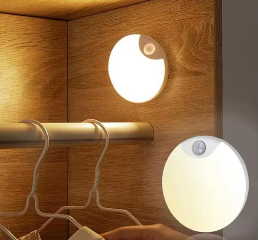 Круглий акумуляторний LED-світильник AND HA-183 з датчиком руху • Автономний настінний нічник з магнітним кріпленням для дому, коридору, шафи та сходів