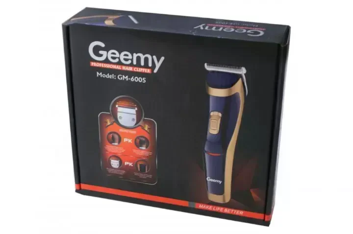 Машинка для стрижки GEMEI GM-6005 • Акумуляторна машинка для волосся GEMEI GM-6005 з 4 насадками 3–12 мм і роботою до 60 хвилин