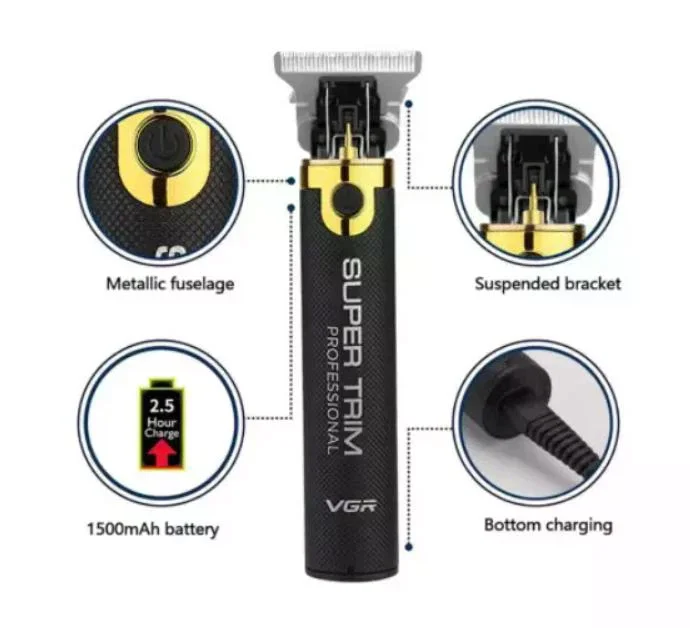 Машинка для стрижки VGR V-082 для волосся та бороди • Акумуляторний тример з USB-зарядкою, насадками 1/2/3 мм і лезами з нержавіючої сталі