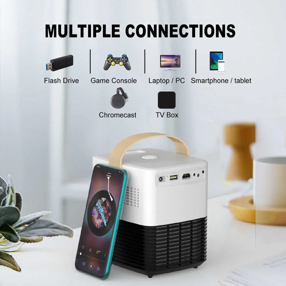 Salange P50 Мини проектор, проектор для домашнего кинотеатра с HDMI USB WiFi Android 10,0 опционально, маленький светодиодный проектор для видеосъемки