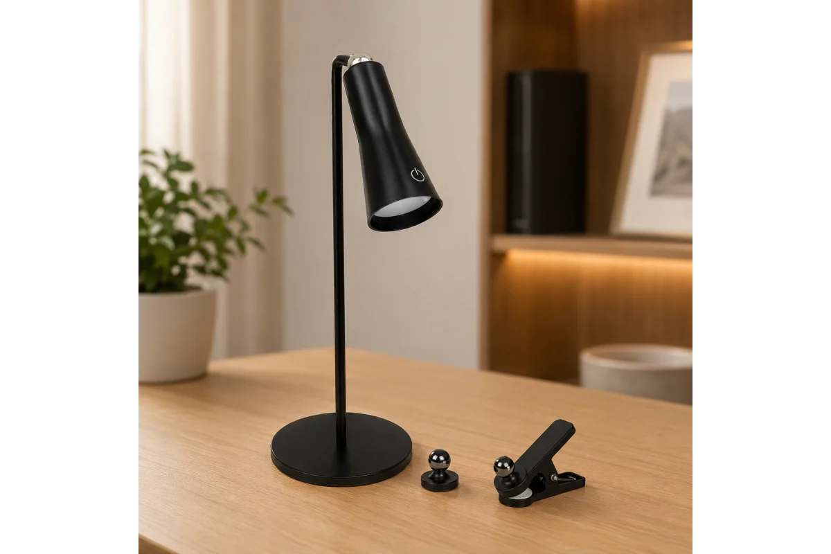 Настільна LED-лампа BL-T-007 7 Вт чорна • Акумуляторний світильник BL-T-007 20 LED 1200 мАг з 3 температурами світла, сенсорним керуванням і Type-C