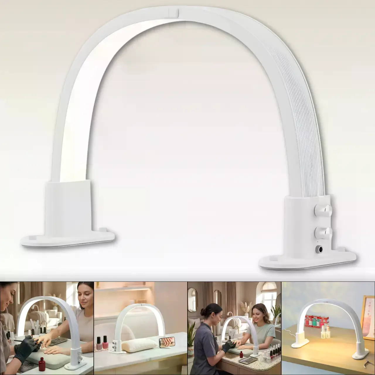 Настільна LED лампа F-686 біла для салону краси • Світлодіодна лампа для манікюру, косметолога, бровіста та комфортної роботи майстра