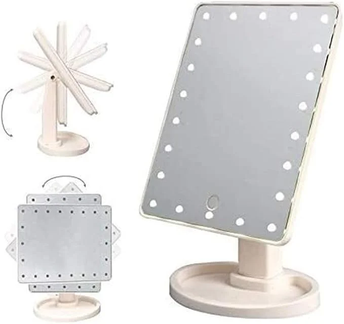 Настільне дзеркало для макіяжу з LED підсвіткою • Косметичне світлодіодне дзеркало для макіяжу та догляду за обличчям настільне