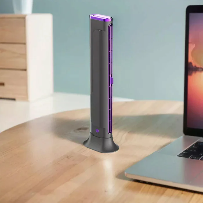 Настільний вентилятор F3 Tower Fan акумуляторний • Портативний баштовий вентилятор F3 Tower Fan із 3 швидкостями, автоповоротом та USB-заряджанням