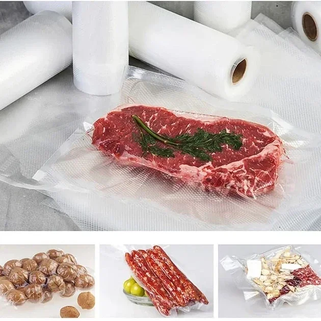 Пакети для вакууматора 30 см × 5 м • Гофрована рифлена плівка в рулоні для вакуумного пакування продуктів, зберігання м'яса, риби, овочів і домашніх заготовок