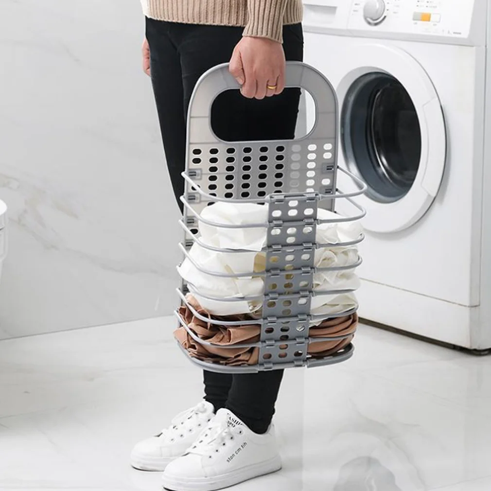 Підвісний складний кошик для білизни Grand laundry basket у ванну кімнату з ручкою та гачками