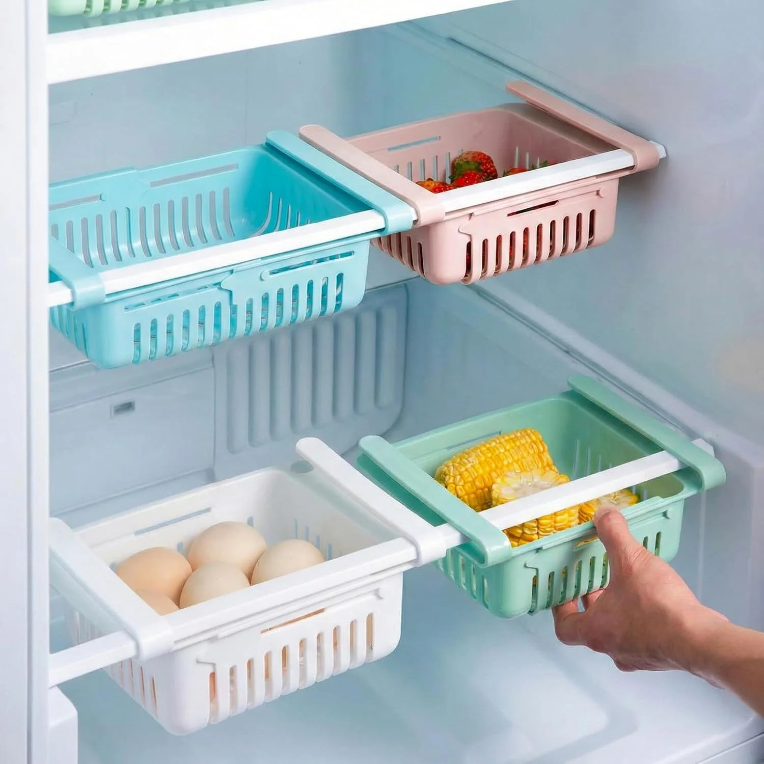 Полиця Storage Rack для холодильника • Підвісний органайзер Storage Rack для холодильника з розсувним контейнером для продуктів