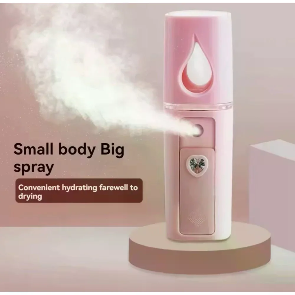 Портативний зволожувач для обличчя Nano Mist Soraver AND MSK-3445 рожевий • Нано-розпилювач для шкіри обличчя AND MSK-3445 з холодним туманом та USB-зарядкою рожевий