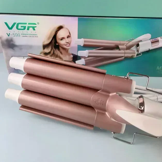 Потрійна плойка VGR V-599 для волосся • Щипці VGR V-599 3 хвилі 22 мм з керамічним покриттям, регулюванням до 230°C і дисплеєм