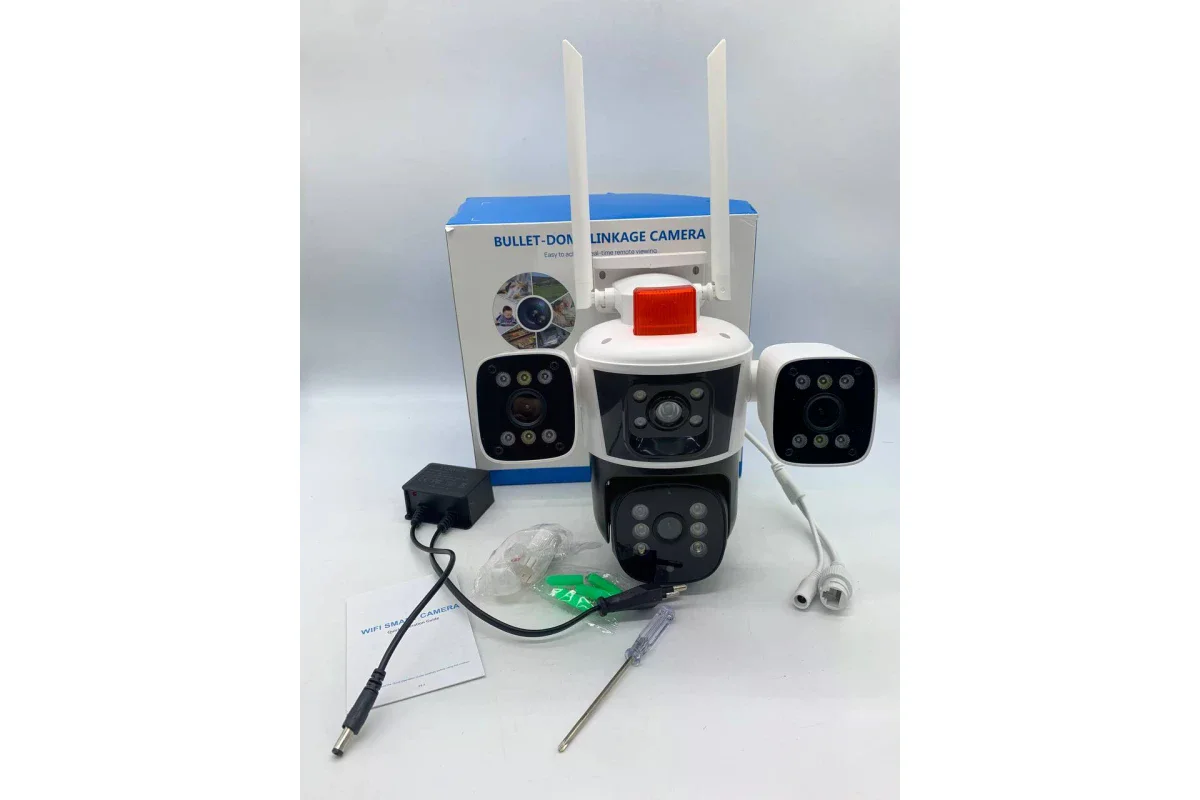 Поворотна вулична IP WiFi камера 12MP з 3 лінзами та застосунком Yoosee • Погодозахищена камера відеоспостереження для дому, двору, дачі, складу та зовнішнього контролю