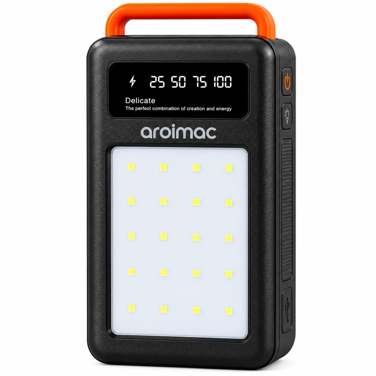 Power Bank Aroimac 69-88 100000 mAh чорний • Зовнішній акумулятор Aroimac 69-88 100000 mAh з LED-ліхтарем і цифровим індикатором