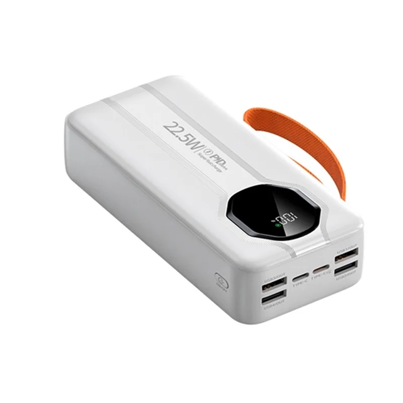Power Bank Aroimac VP318 30000 mAh White • Зовнішній акумулятор Aroimac VP318 Super Slim зі швидкою зарядкою 22,5W, LED дисплеєм, 4 USB виходами та вбудованими кабелями