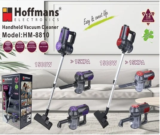 Пилосос Hoffmans HM-8810 1500 Вт • Вертикальний контейнерний пилосос 2 в 1 з HEPA-фільтром і 3 насадками
