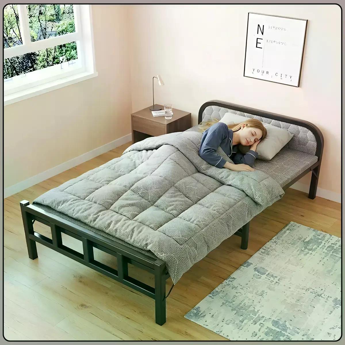  Розкладне ліжко NKD-04 187х80х38 см • Односпальне ліжко-розкладачка для дому, дачі, гостей і комфортного відпочинку