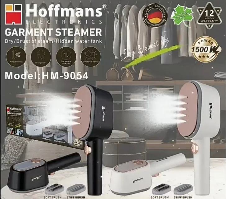 Ручний відпарювач Hoffmans HM-9054 1500 Вт • Вертикальний парогенератор для одягу з резервуаром 100 мл і 2 насадками