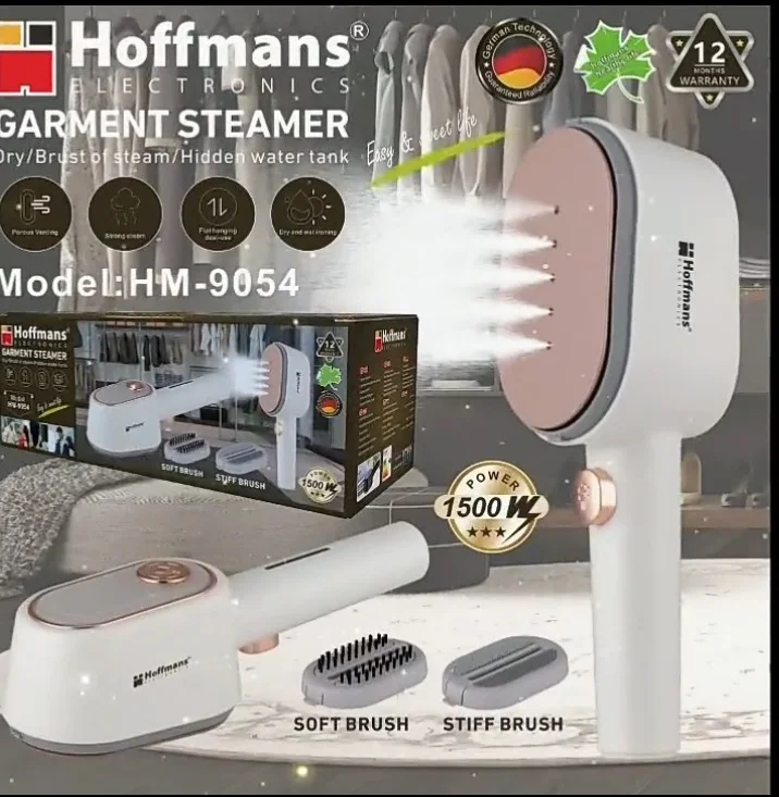 Ручний відпарювач Hoffmans HM-9054 1500 Вт • Вертикальний парогенератор для одягу з резервуаром 100 мл і 2 насадками