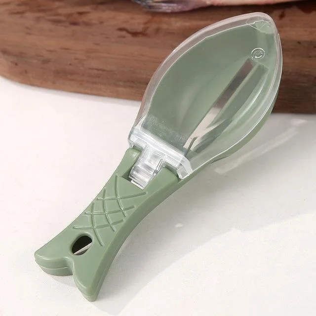 Рибочистка Fish Scale Scraper with Cover з контейнером для луски • Ручний шкребок-ніж для чищення риби з кришкою та лезом із нержавіючої сталі