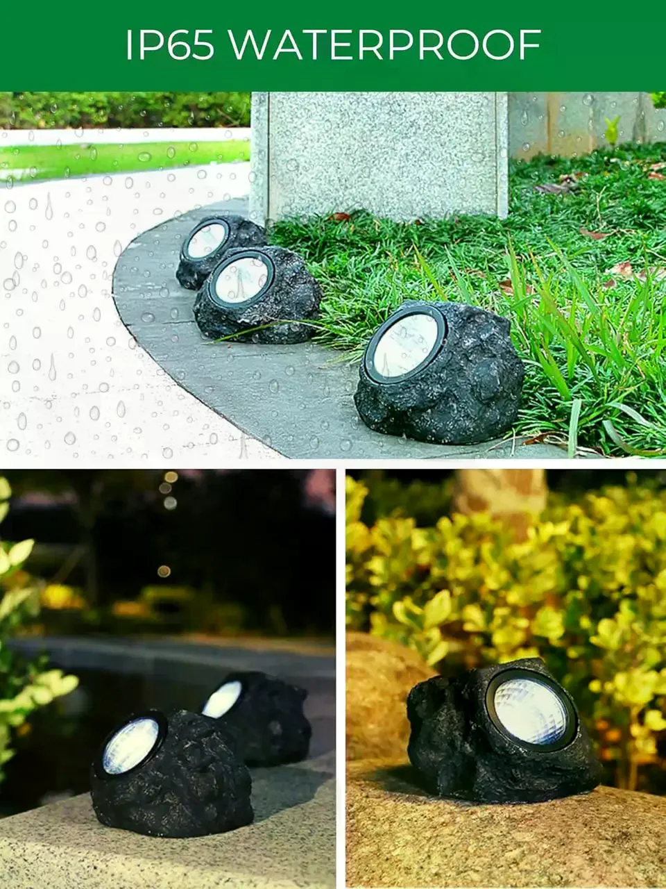 Садовий світильник Garden Light Stone на сонячній батареї ∙ Декоративний LED світильник-камінь для саду, газону, доріжок і ландшафтного підсвічування