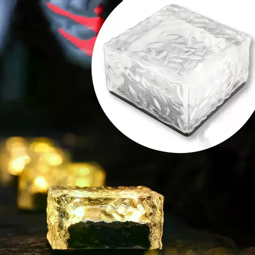 Садовий світильник Ice Cube теплий білий 10×6×10 см • Вуличний LED-ліхтар на сонячній батареї для саду, доріжок і ландшафтного підсвічування