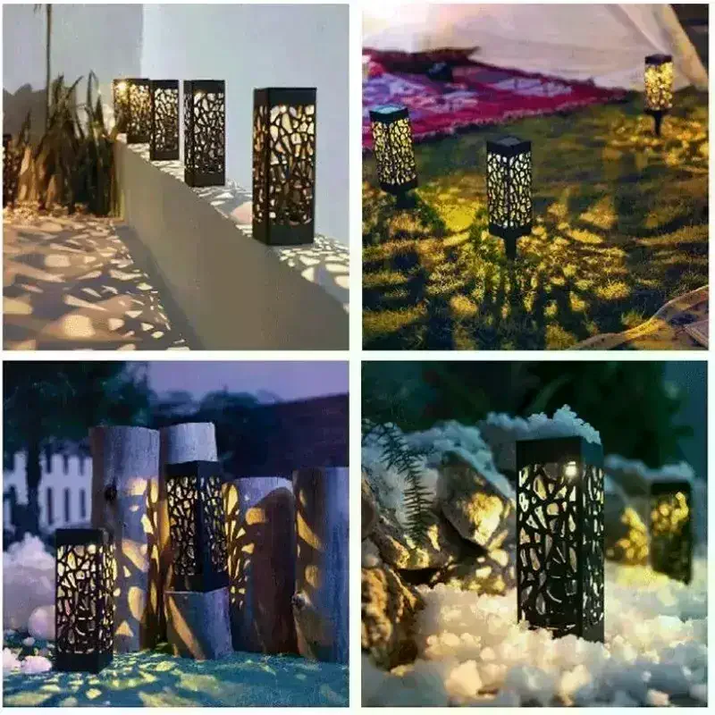 Садовий світильник на сонячній панелі 1WW жовте світло • Вуличний LED світильник для саду, доріжок і газону з автоматичним увімкненням, вологозахистом IP65 (4 шт в упаковці, ціна за 1 шт)