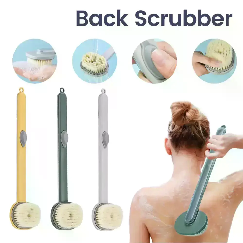 Щітка для душу Body Brush AND LY-588 з довгою ручкою та дозатором • Масажна щітка для тіла, спини та догляду за шкірою з ємністю для гелю