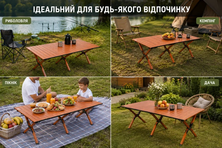 Складаний туристичний стіл 149,5х кемпінгу, риболовлі, дачі та відпочинку на природі