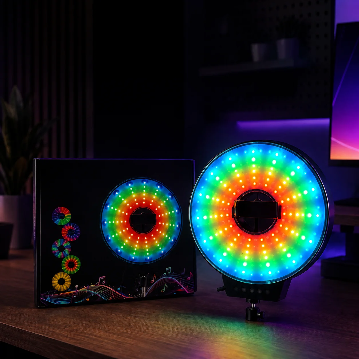 Світлодіодна LED лампа MJ-451 кільцева RGB 45 см зі  і пультом керування • Кільцева лампа MJ-451 для фото, відео, селфі, стримів, TikTok і зйомки контенту