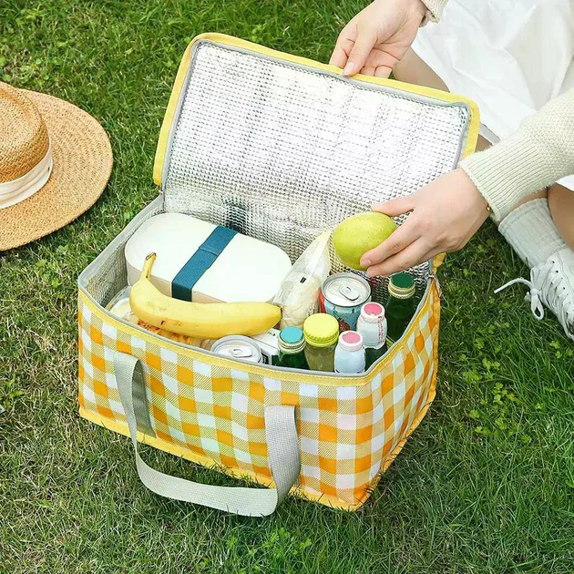 Термосумка для пляжу та пікніка 35×20×20 см • Сумка-холодильник для продуктів, напоїв, відпочинку, дороги та кемпінгу