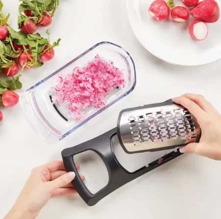 Тертка для овочів 4 в 1 Soft Touch Container Grater Set ∙ Набір терок з контейнером ∙ 4 змінні насадки