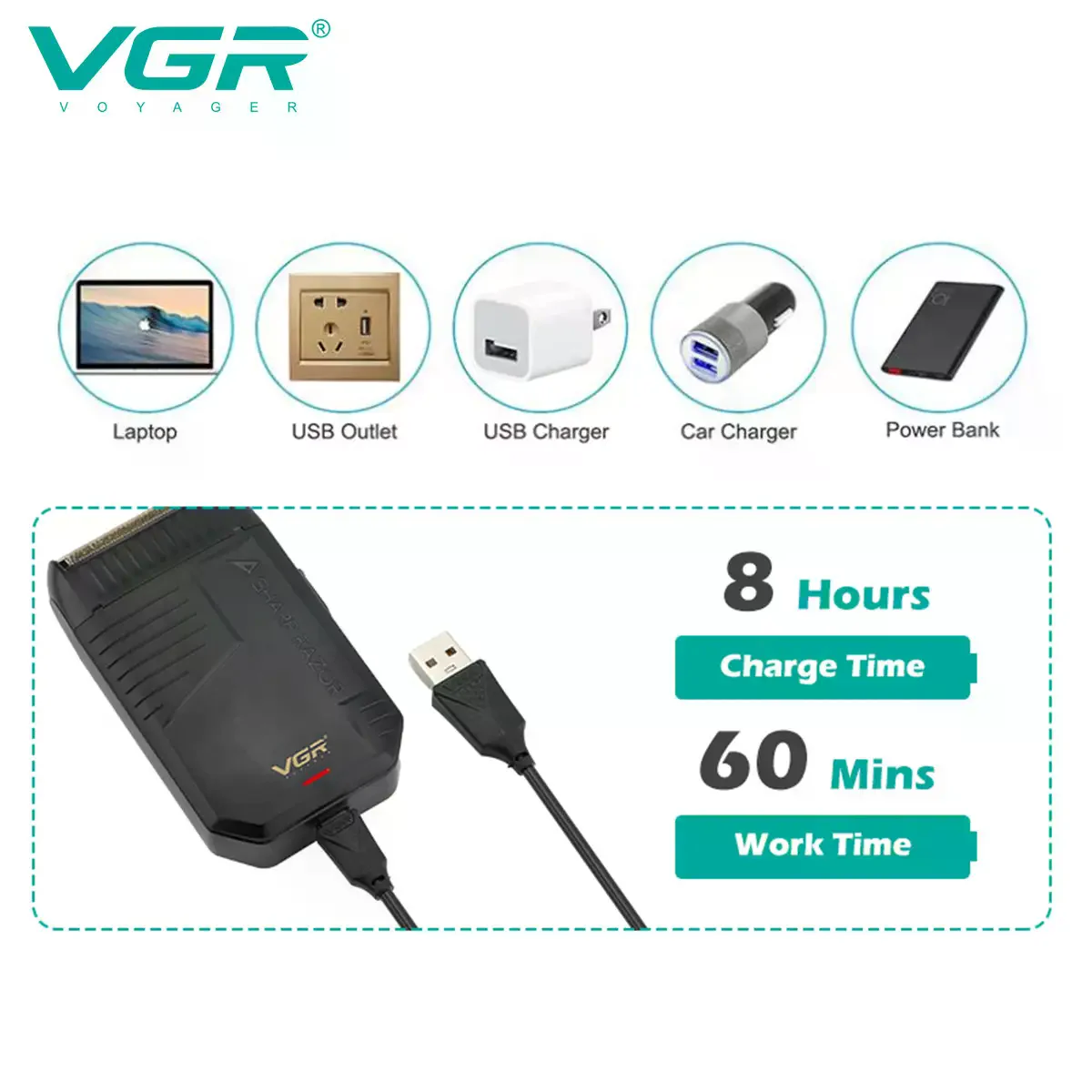 Тример для волосся VGR V-375 • Акумуляторна машинка для стрижки Hair Clippers V-375, шейвер для бороди, вусів та окантовки
