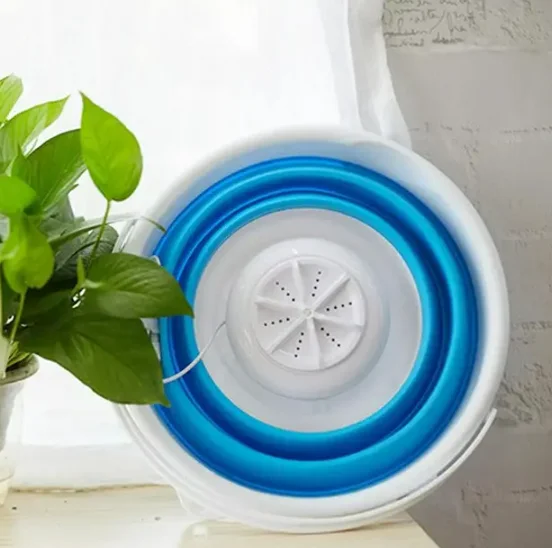 Ультразвукова портативна пральна машина Ultrasonic Turbine Wash USB зі складним відром 10 л