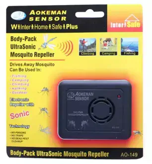 Ультразвуковий відлякувач комарів AO-149 на батарейках • Портативний електронний репелент від комарів для дому, дачі, риболовлі та відпочинку