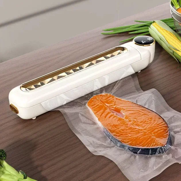 Вакуумний пакувальник AND LY-554 White 90 Вт • Побутовий автоматичний вакууматор Sealing Machine для продуктів, запаювання пакетів і заморожування