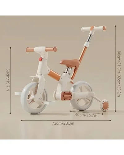  Велосипед-біговел дитячий 2в1 з батьківською ручкою SCO22  white • Дитячий триколісний біговел-трансформер для малюків • Прогулянковий велобіг дитячий білий