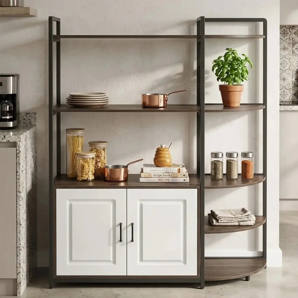 Великий кухонний стелаж із дерева X-613 чорний • Підлоговий стелаж-органайзер для кухні, посуду, побутової техніки та зберігання речей