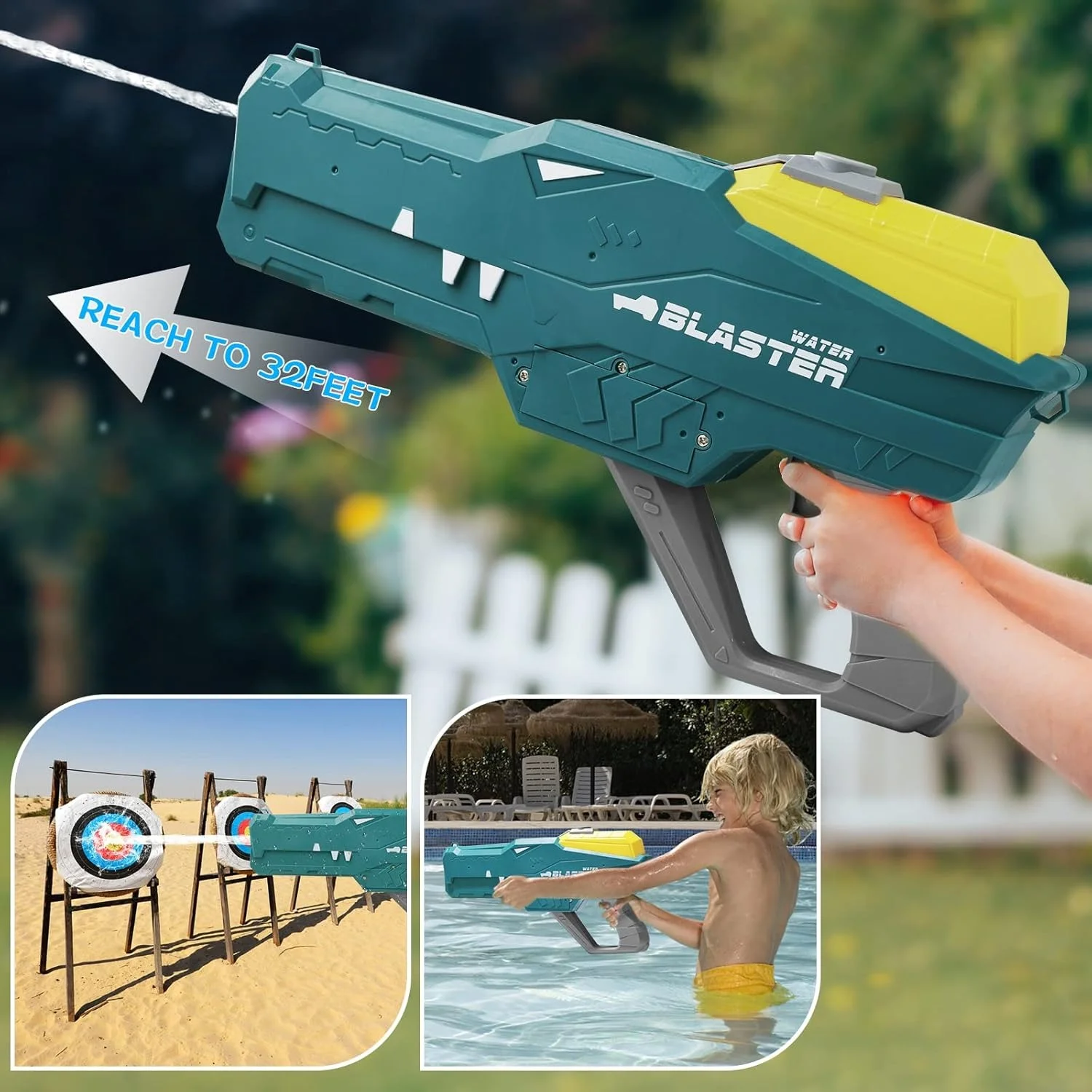 Водяний пістолет дитячий «Крокодил» Water Gun • Акумуляторний водяний бластер з автоматичним набором води для літніх ігор