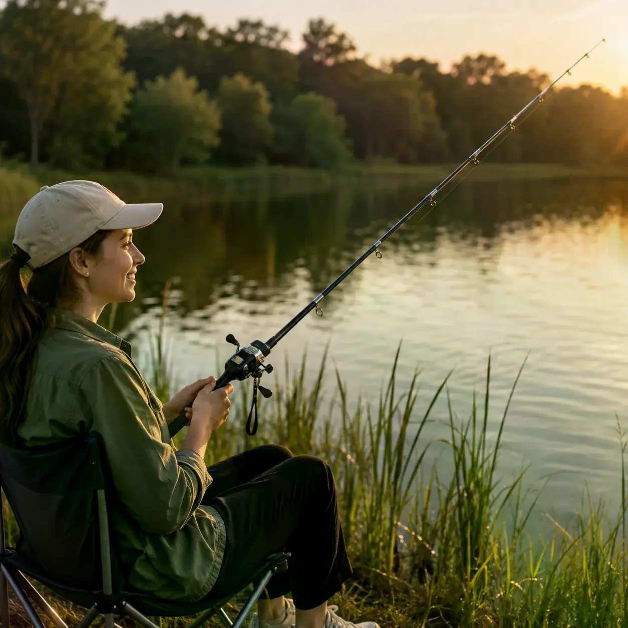 Вудка AND5979 133 см з котушкою • Складна рибальська вудка Fishing Rod 133 см для аматорської риболовлі, поїздок і відпочинку
