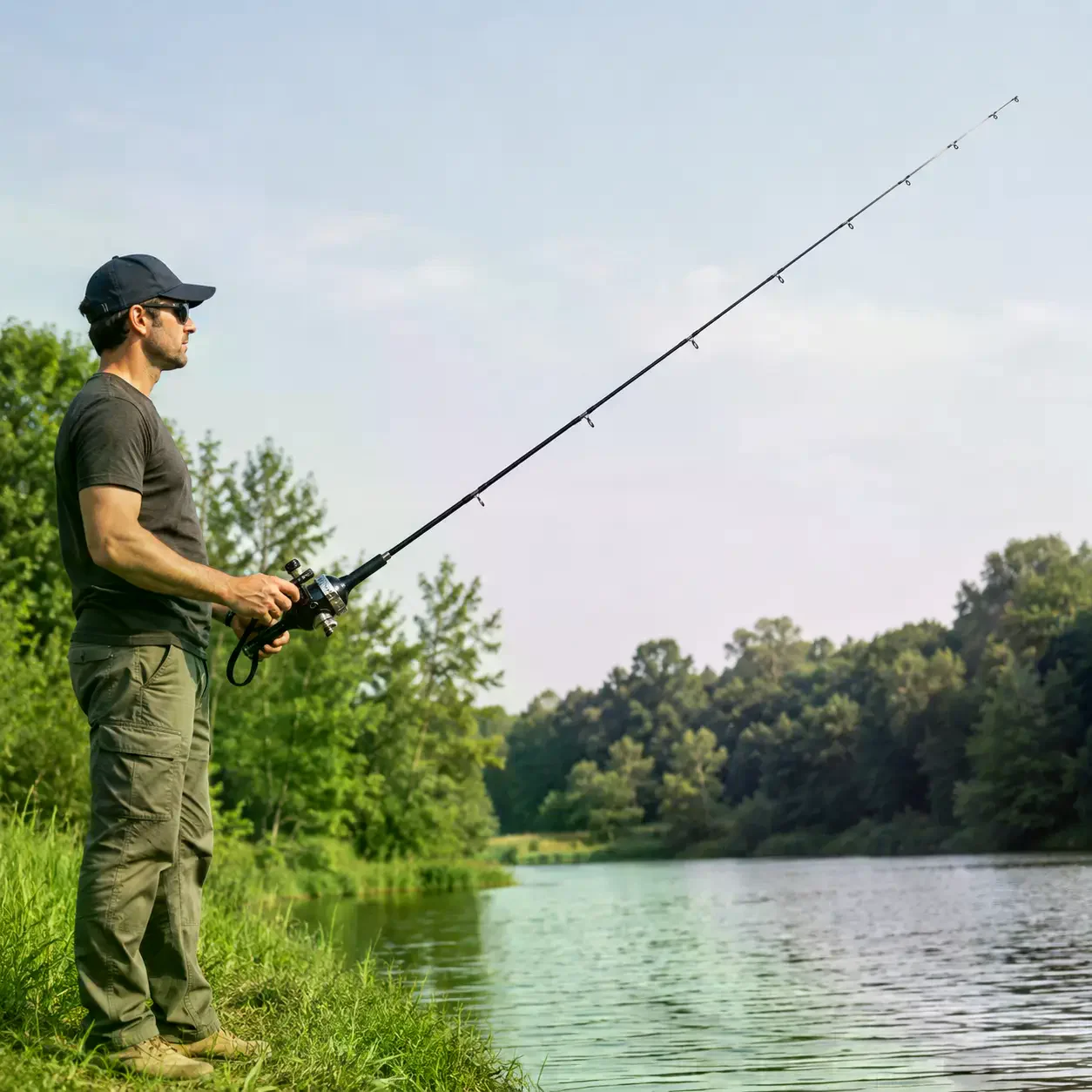 Вудка AND5979 133 см з котушкою • Складна рибальська вудка Fishing Rod 133 см для аматорської риболовлі, поїздок і відпочинку