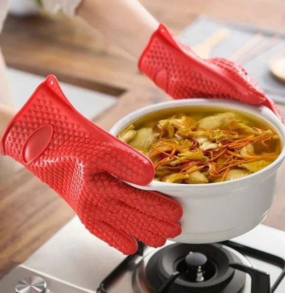 Жароміцні термостійкі рукавички – прохватки RED GLOVE Силіконові прихватки рукавиці для гарячого
