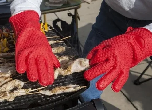 Жароміцні термостійкі рукавички – прохватки RED GLOVE Силіконові прихватки рукавиці для гарячого