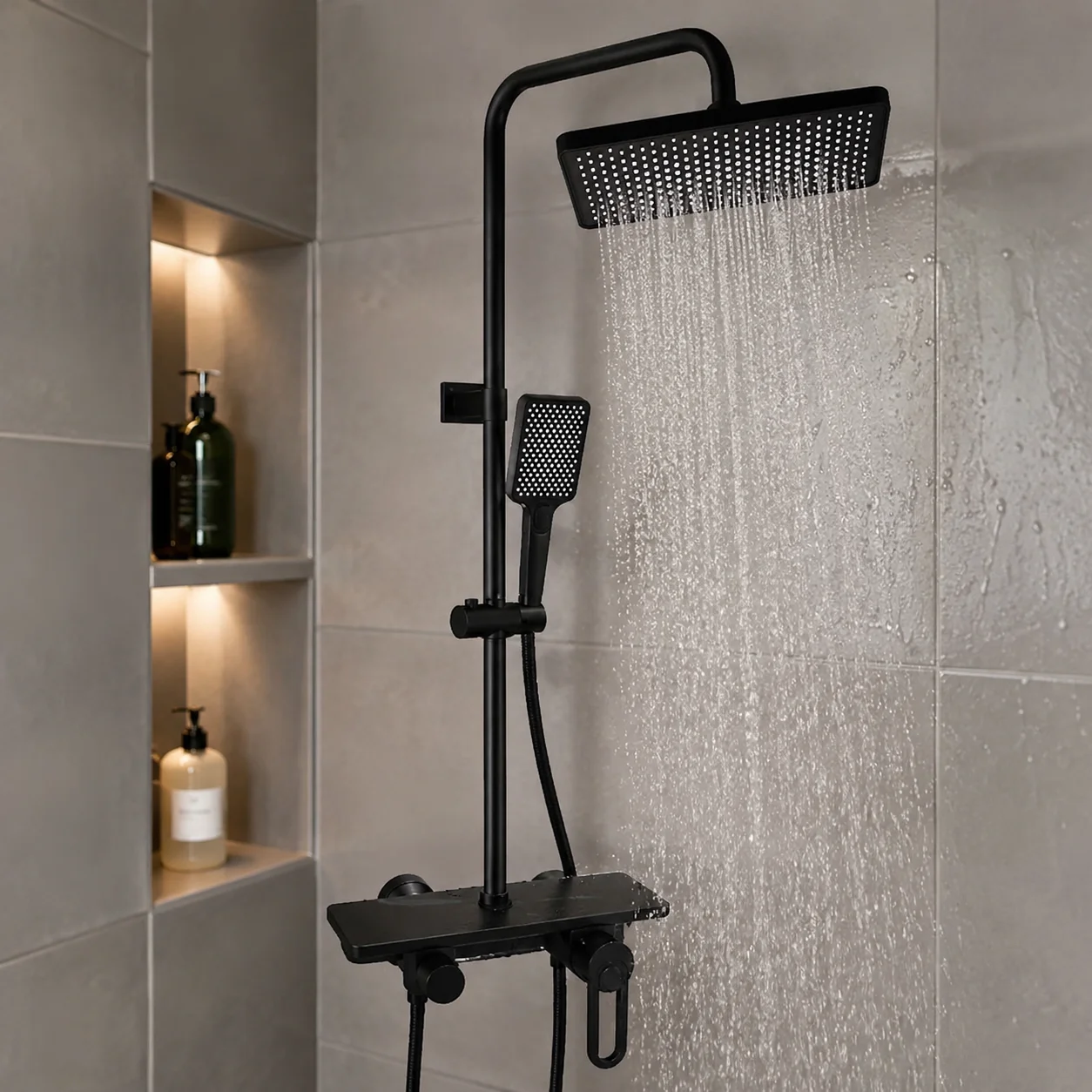 Змішувач для ванної кімнати Shower Set AND YLN16001H • Душова система з верхнім душем, ручною лійкою та стійкою