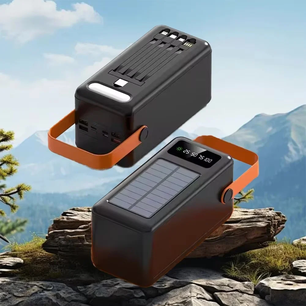 Зовнішній акумулятор Power Bank YM-637CX · Портативна зарядка Павербанк 80000 mAh із сонячною батареєю та ліхтариком