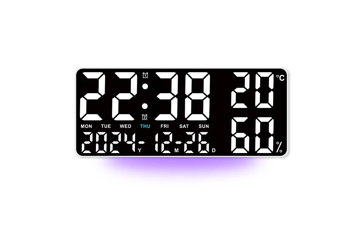Електронний годинник GH9002 • Настінний та настільний LED-годинник GH9002 з календарем, будильником, температурою, вологістю, пультом та USB 5V