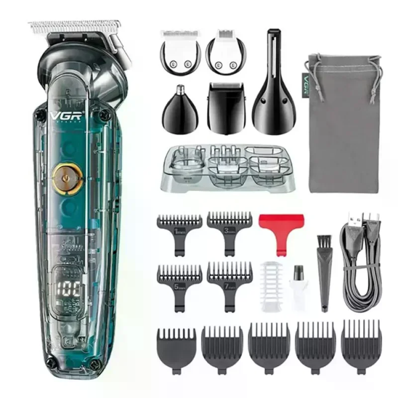 Машинка для стрижки VGR V-102 Green • Професійна акумуляторна машинка VGR V-102 Green для стрижки волосся та бороди з насадками