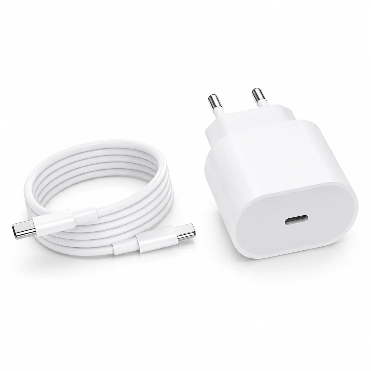 Мережевий зарядний пристрій 26X-199 35W USB-C білий • Адаптер швидкого заряджання 26X-199 з кабелем Type-C–Type-C 1 м для смартфонів і USB-C пристроїв