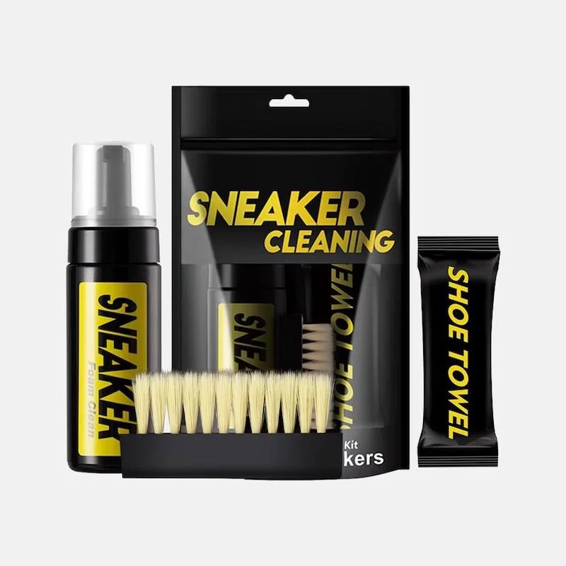 Набір для чищення взуття Sneaker Foam Clean DT-1575 • Комплект для догляду за кросівками Sneaker Foam Clean DT-1575 4 в 1 з очищувальною піною, двома щітками та серветкою з мікрофібри